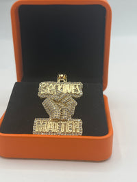 Gold Over Silver Black Lives Matter ✊🏿 ✊🏾✊🏽 Pendant w/ CZ