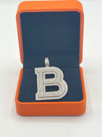 Sterling Silver Big Letter B Pendant w/ CZ