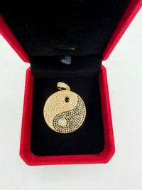 yin yang pendant gold fill Cz diamond
