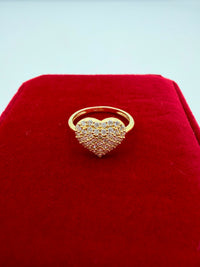 14K Gold Bling Heart Ring w/ CZ