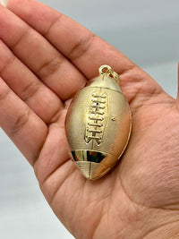 Gold Over Silver Jumbo 3D Football 🏈 Pendant