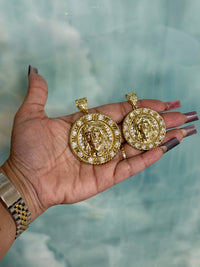 Round Gold Over Silver Jesus Pendant by BB