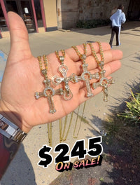 Gold Over Silver Cuban Chain w/ Crucifix Pendant