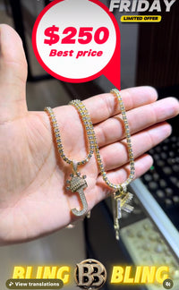 Instagram Sale Ice Chain Gold Over Silver with Initial pendant