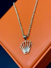 14K Crown Pendant + Rope Chain