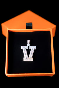 Letter V Large Initial Pendant