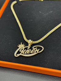 14K Queen Pendant + Ice Chain by Bling Bling