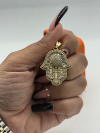 Baguette Hamsa Pendant Gold Over Silver By BB