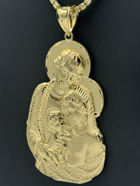 XL Religious Pendant with Ice Chain gold Over silver  by bling Bling