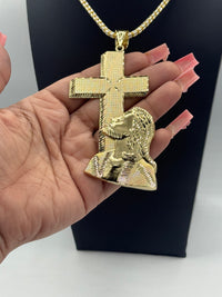XL Cross Jesus Pendant With Ice chain by BN