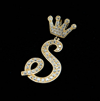 14K Gold Cursive S Pendant with Crown