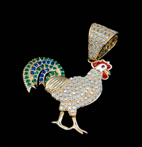 14K Gold Tricolor Rooster Pendant