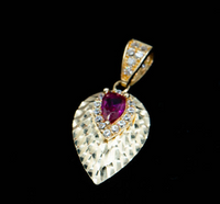 14K Gold Teardrop Ruby Pendant