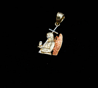 14K Gold Bicolor Angelic Jesus Christ Pendant