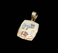 14K Gold Tricolor Baby Baptism Pendant