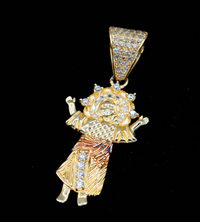 14K Gold Bicolor Zirconia Studded Divine Child Pendant