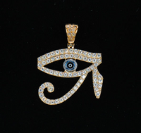14K Gold Eye of Ra Pendant with CZ Stones