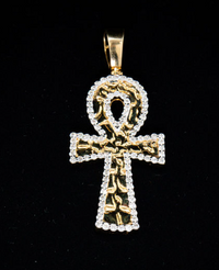 Gold Plated CZ Ankh Pendant
